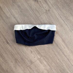 La Hearts Navy and White Striped Crop Top